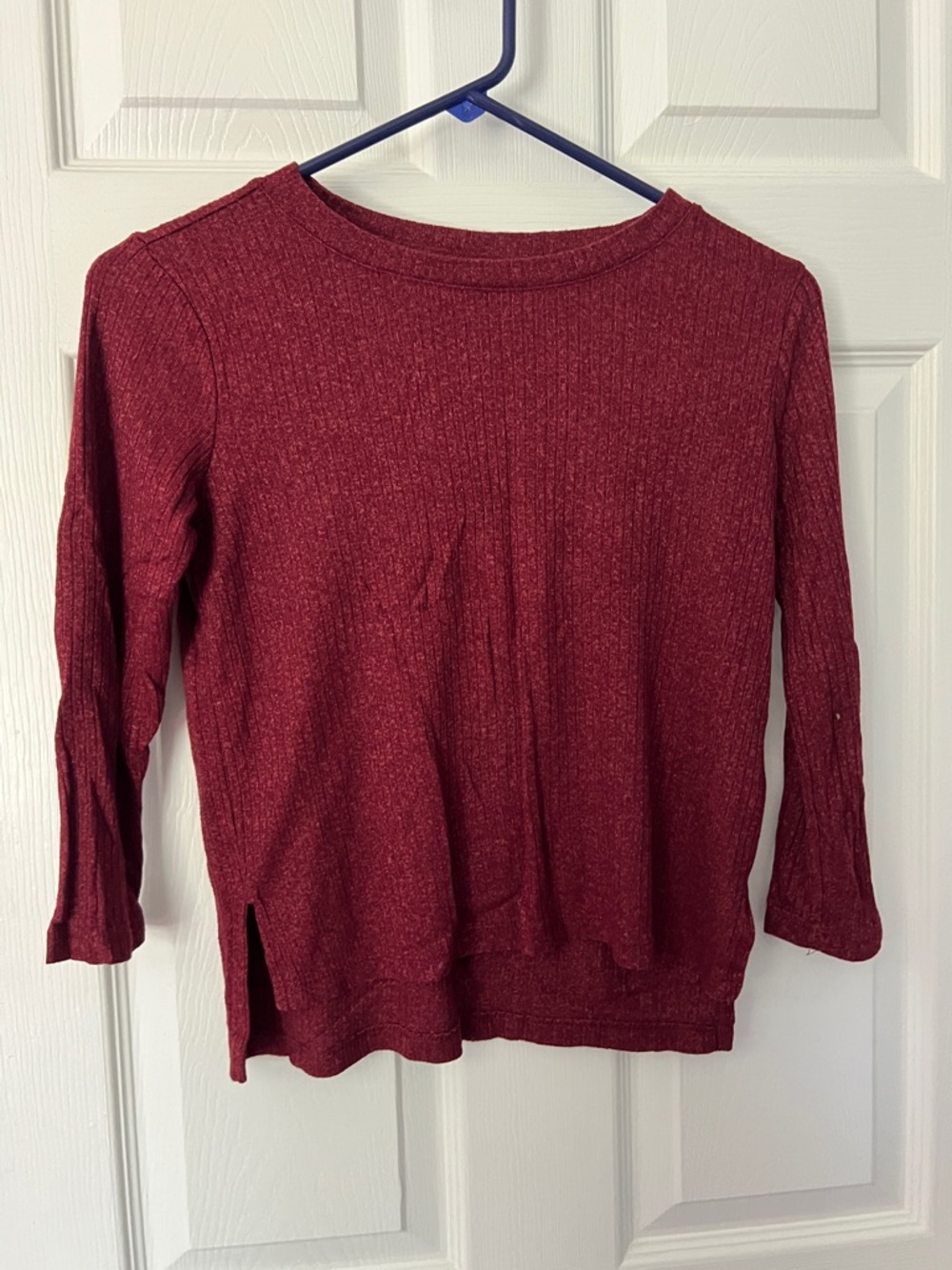Old Navy Girls Long Sleeve Ribbed Tee in Burgundy